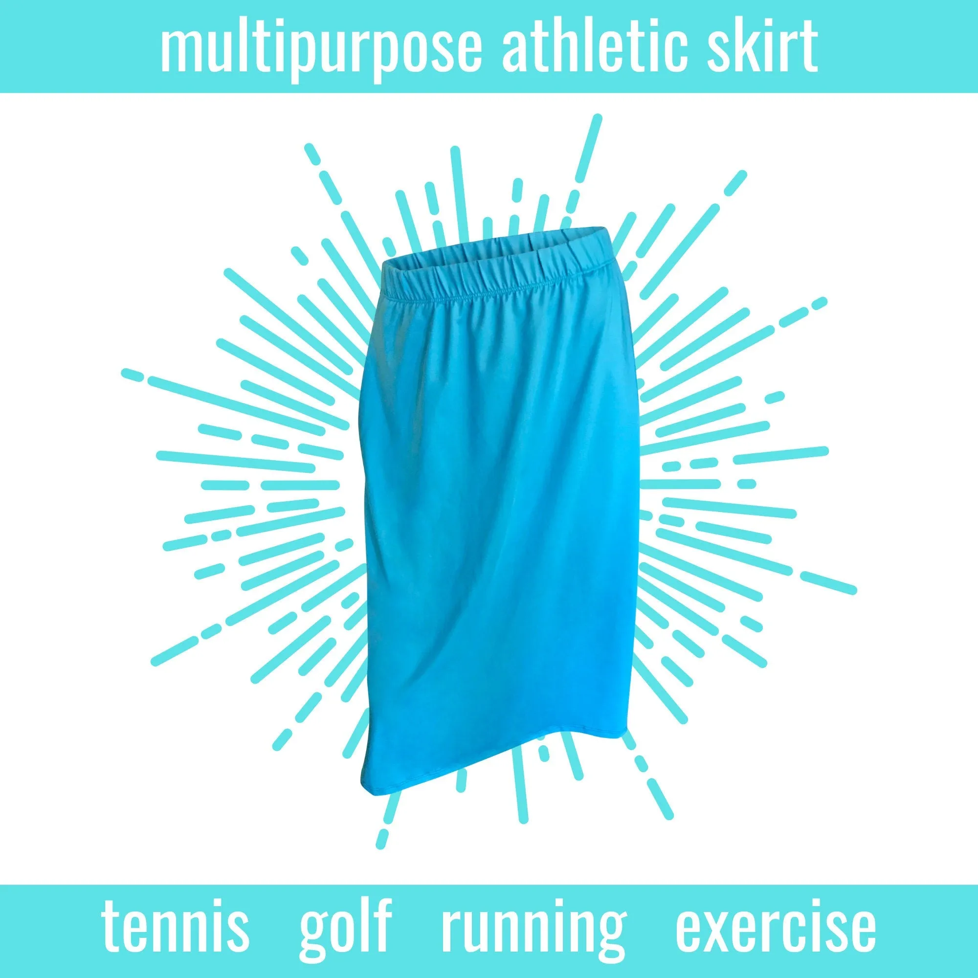 Modest Exercise Skirt Swim Skirt Running Skirt Turquois Golf Skirt Tennis Skirt Workout Clothes, Tzniut,  Long skirt SIZE MEDIUM