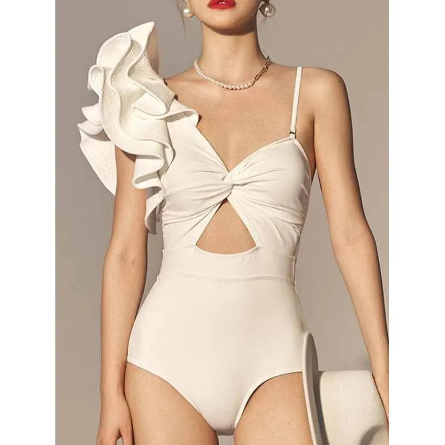 One Shoulder Ruffle Swimsuit
