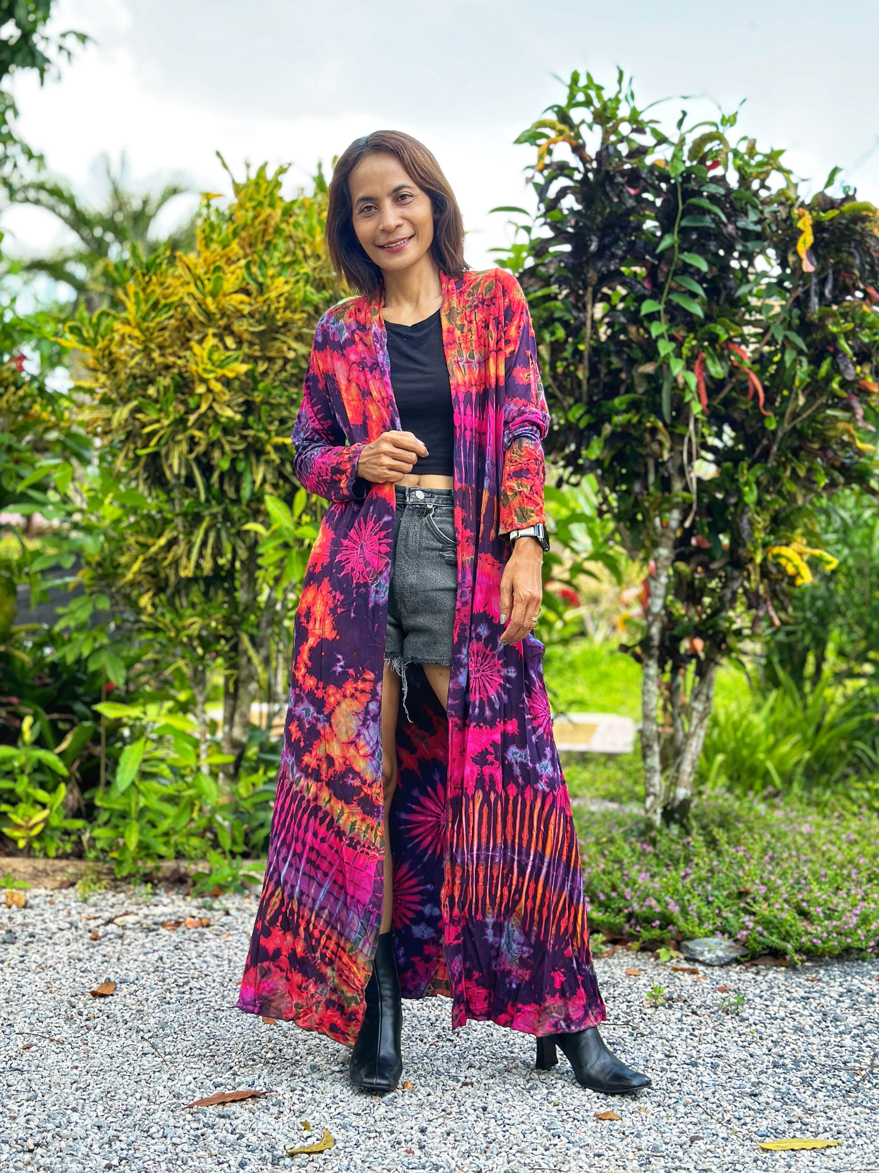 Open front tie dye cardigan
