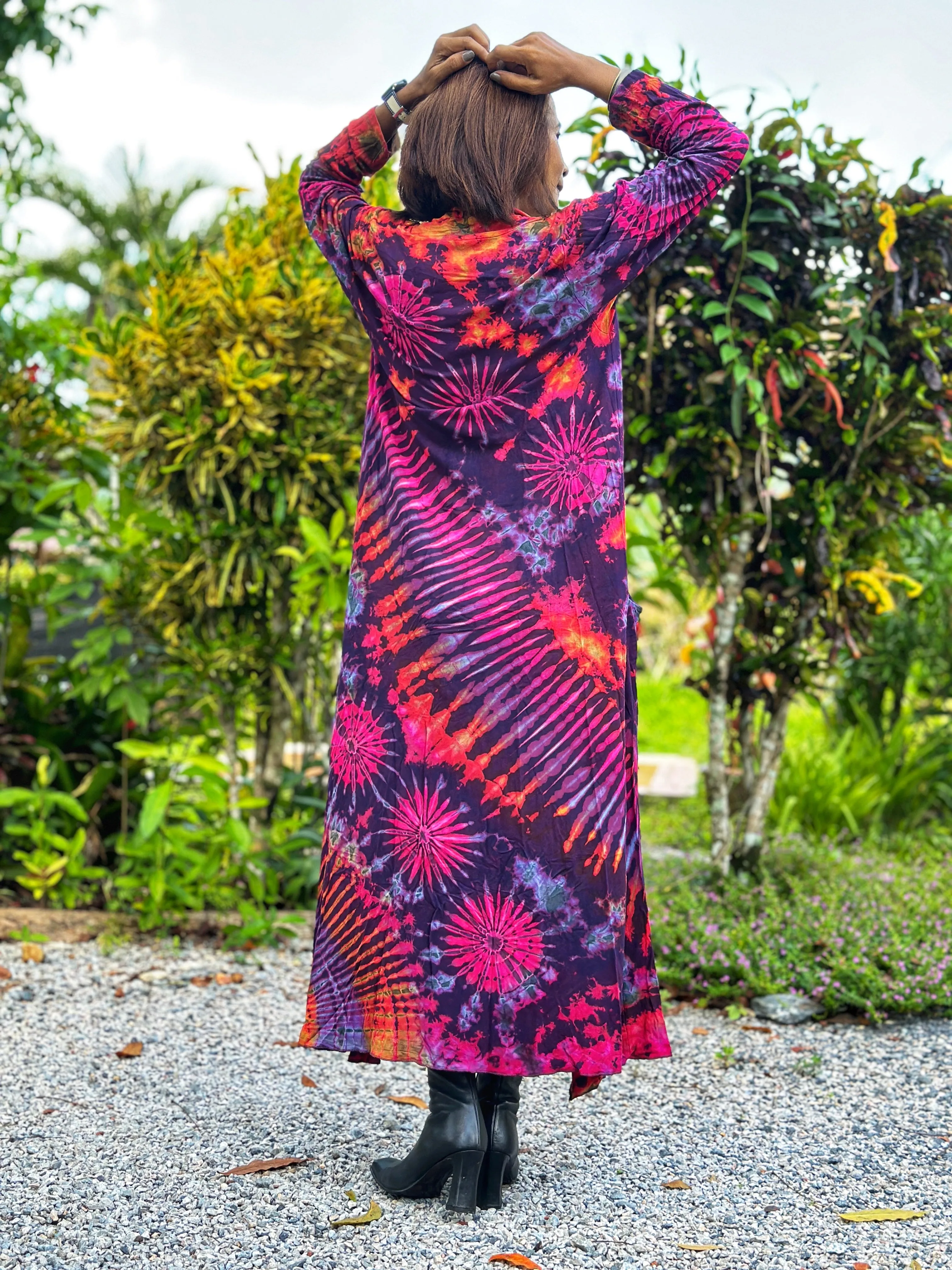 Open front tie dye cardigan