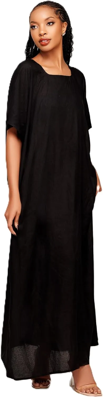 Plain Baati, African Dress for Women, Maxi Dress, Kaftan, Bata & Moo Moo Casual Dresses for Women (52-Inch Long)