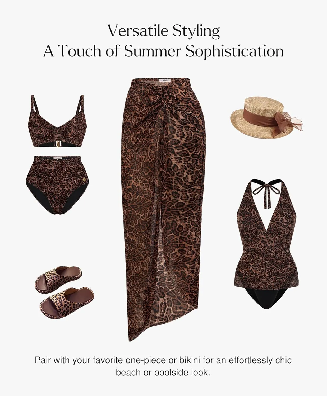Popilush Swimsuit Coverup for Women - Mesh Swim Beach Bathing Suit Cover Ups Sarong Wraps Skirt Vacation Clothes