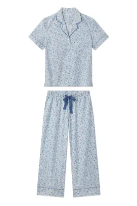 Poplin Chloe Pajama Set in Morning Blue Elizabeth Floral