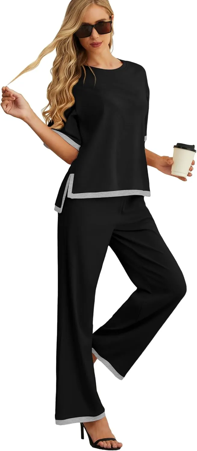 PrinStory 2025 Womens Pajama Sets 2 Piece Pjs Sets for Women Short Sleeve Soft Pajamas with Pockets
