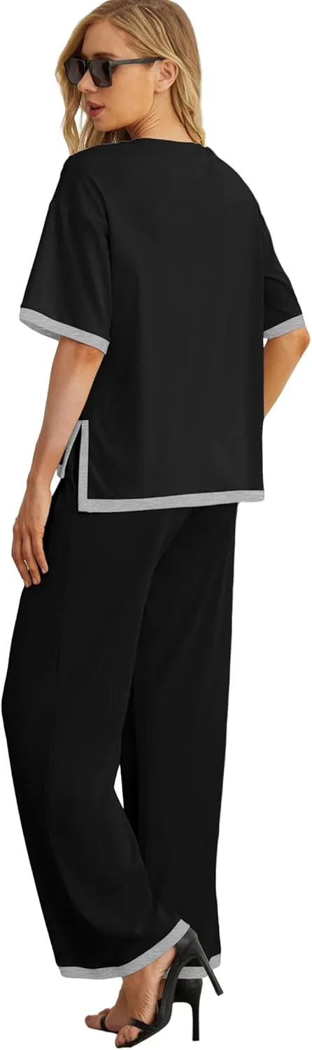 PrinStory 2025 Womens Pajama Sets 2 Piece Pjs Sets for Women Short Sleeve Soft Pajamas with Pockets