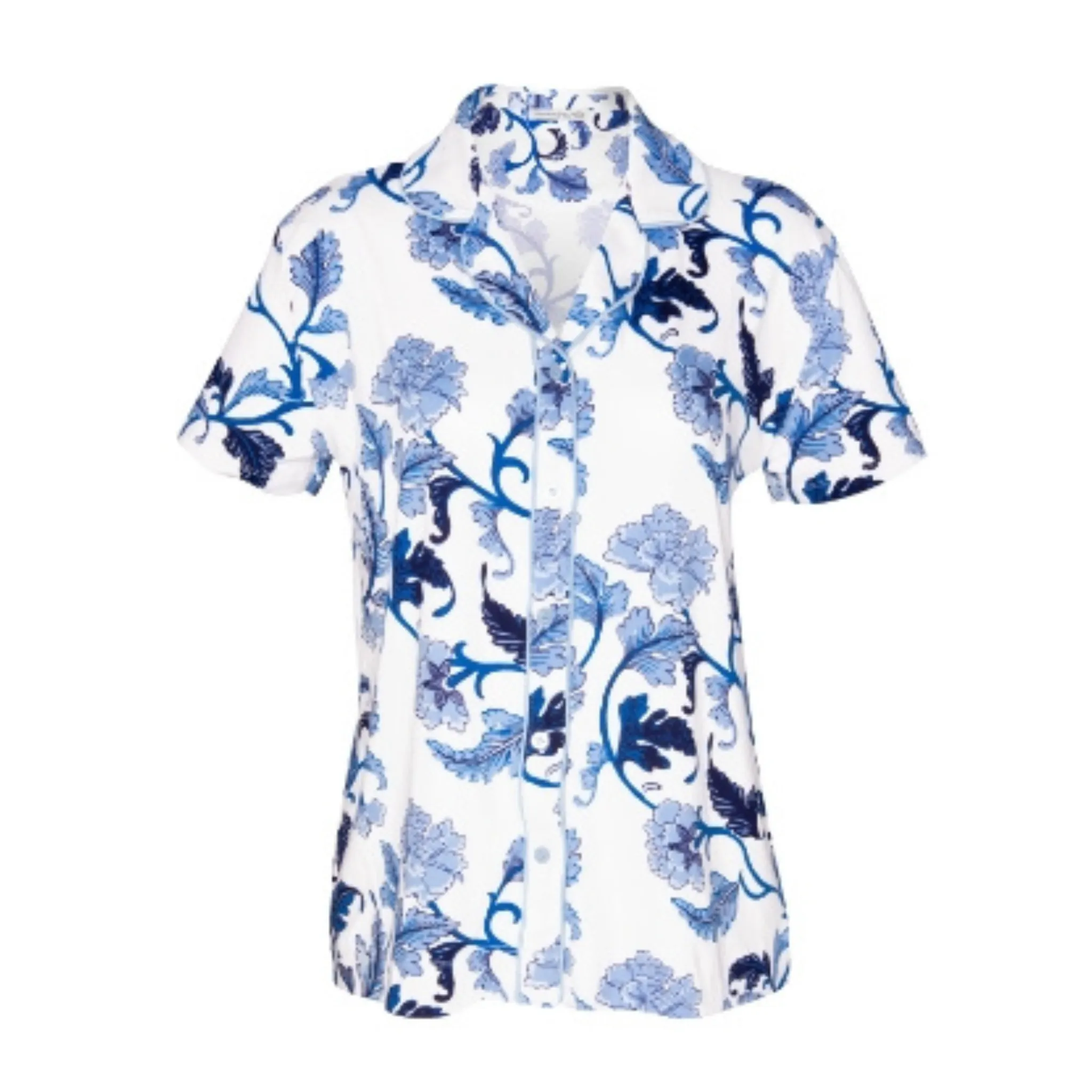 Printed Notch Collar Pajama Top