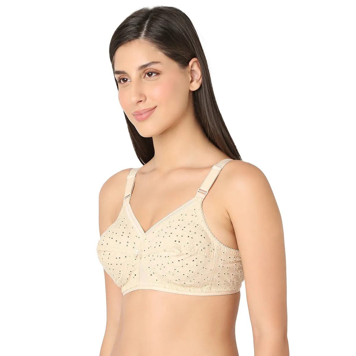 PRIYANKA-Cotton Non Padded Wire Free Full Coverage Bra-Skin