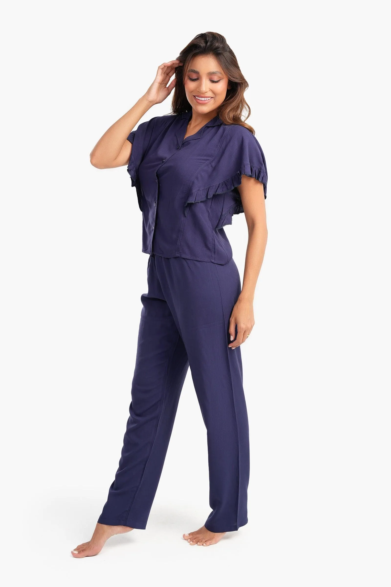 Pyjama Set with Ruffled Sleeves