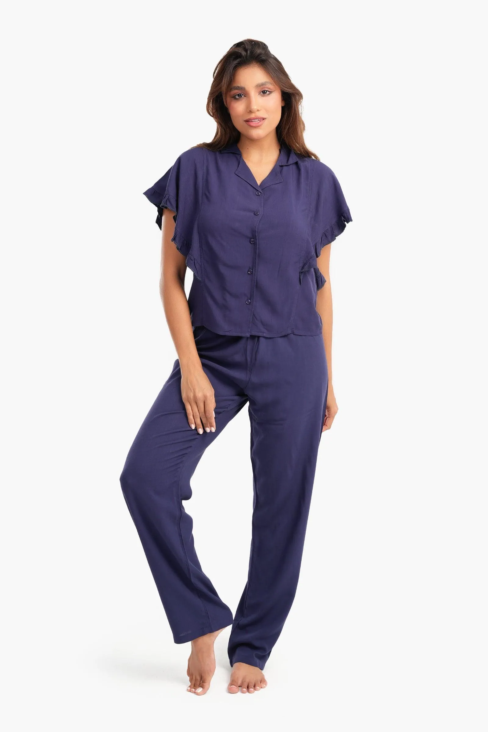 Pyjama Set with Ruffled Sleeves