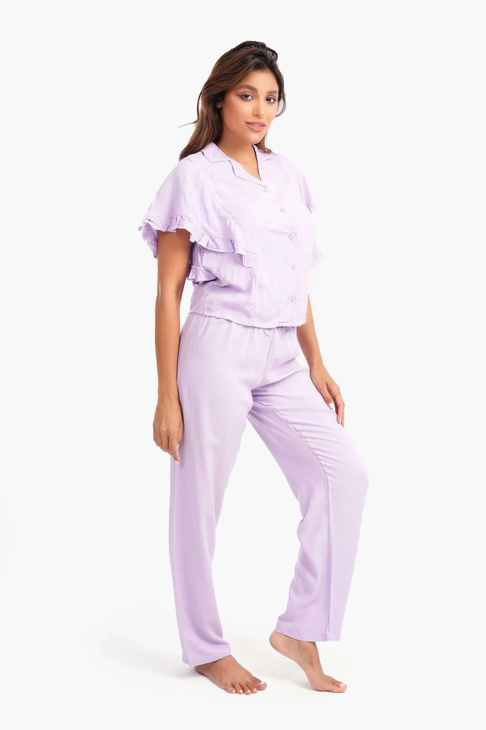 Pyjama Set with Ruffled Sleeves