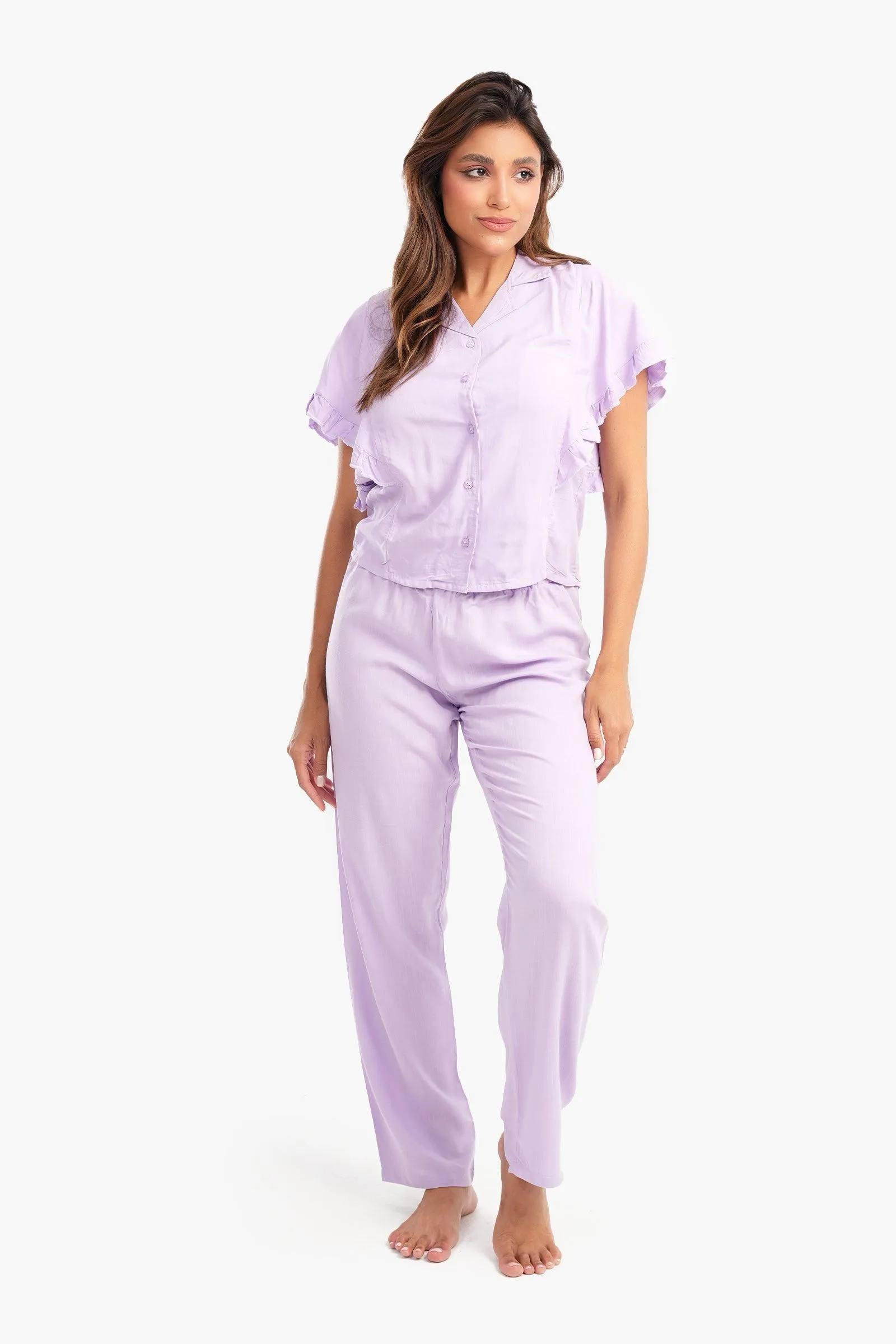 Pyjama Set with Ruffled Sleeves