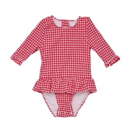 Red Gingham Picnic Skirt Surf Suit