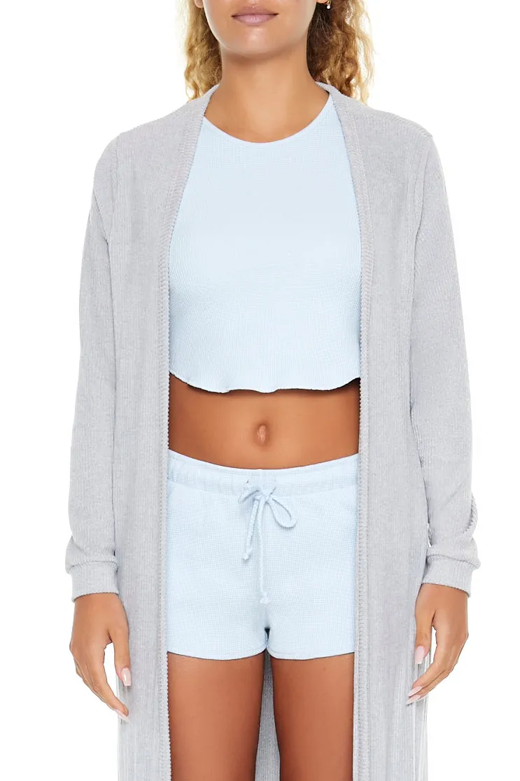 Ribbed Open Front Longline Robe