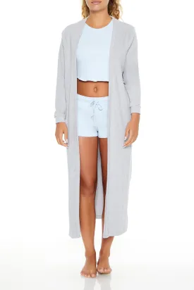Ribbed Open Front Longline Robe