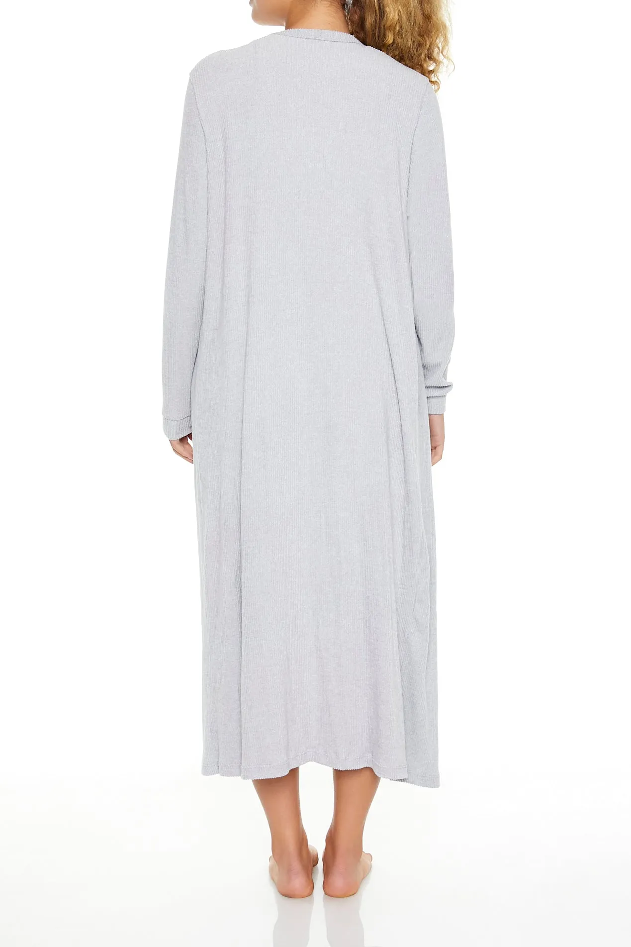 Ribbed Open Front Longline Robe