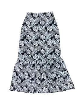 S23-LSR-BL Black Leaf Ruffle Swim Skirt