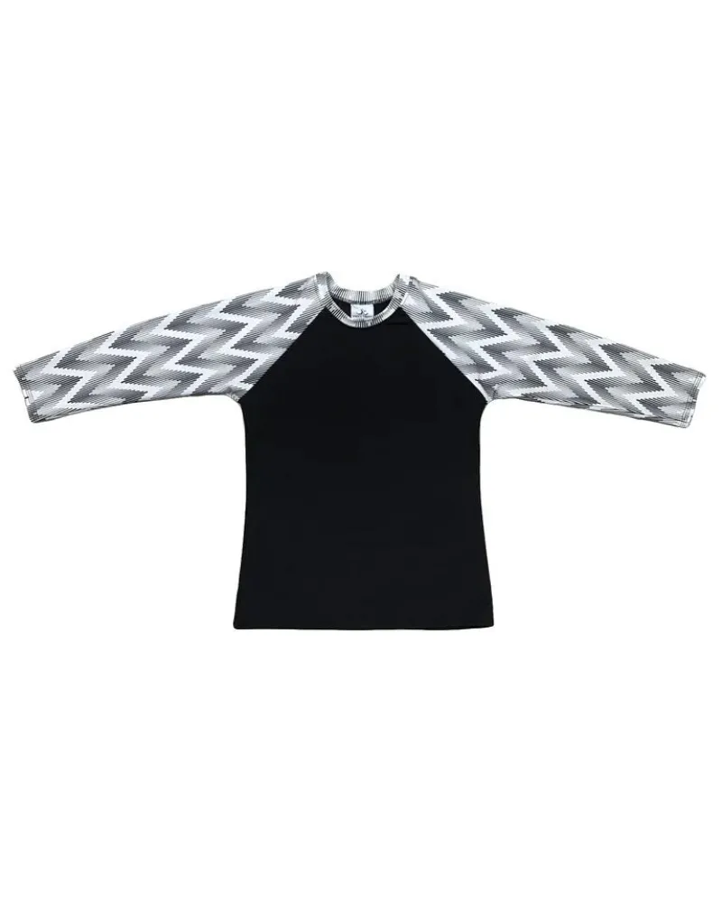 S23-RG-BWC Black & White Chevron Print Swim Top
