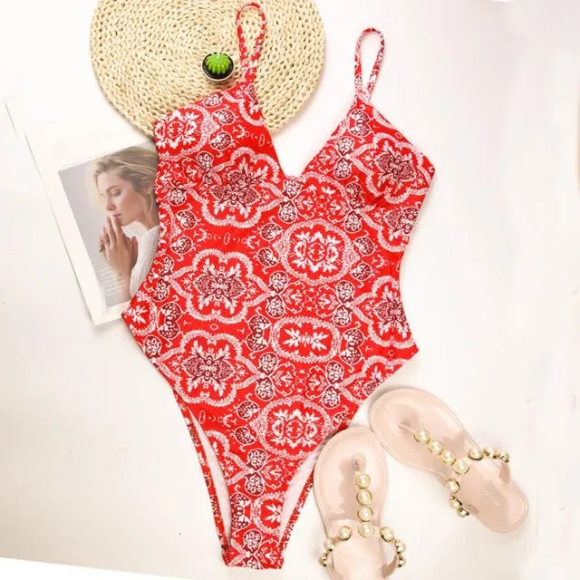 Sexy Women's Swimwears Printed Padded Push-up
