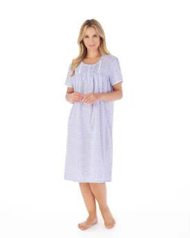 Slenderella Short Sleeve 42" Floral Gingham Print Nightdress ND03212