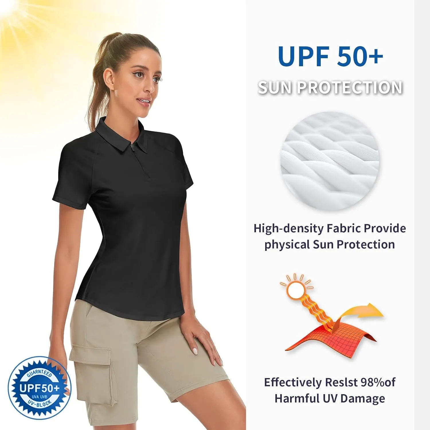 Soneven Women's Short Sleeve Golf Shirt Moisture Wicking Athletic Golf Polo Shirts Tennis Shirts