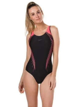 Speedo Fit Laneback Swimsuit - Black/Red