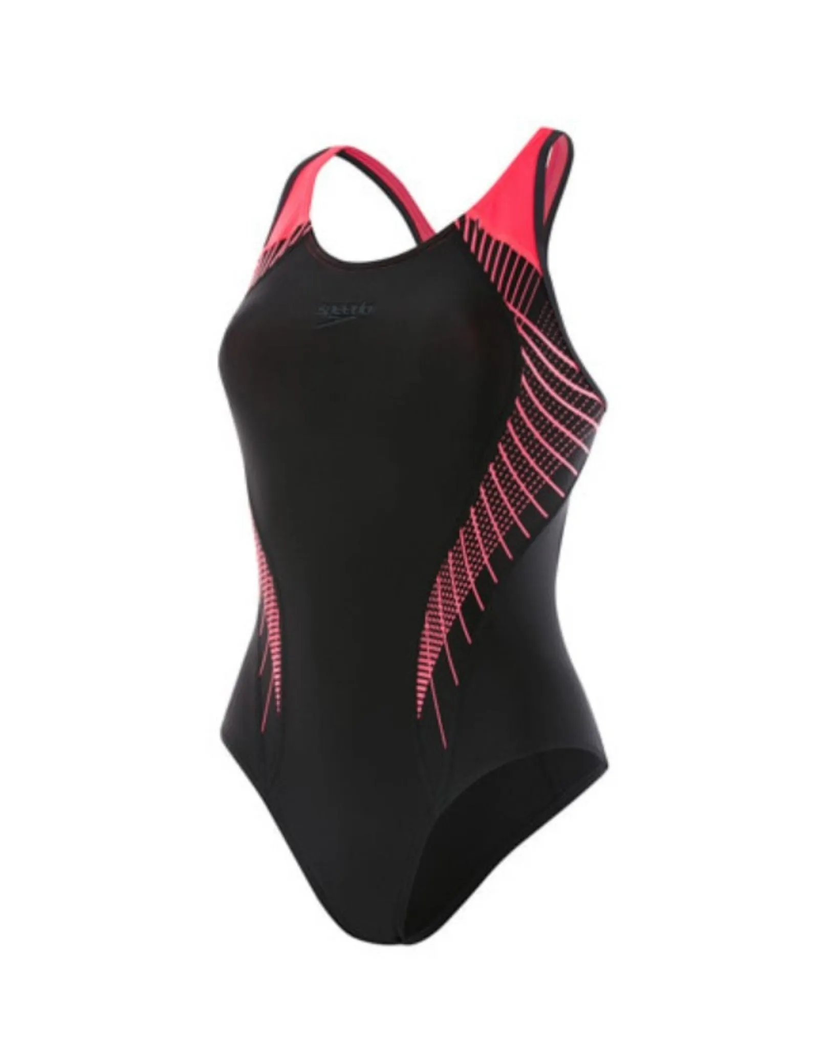 Speedo Fit Laneback Swimsuit - Black/Red