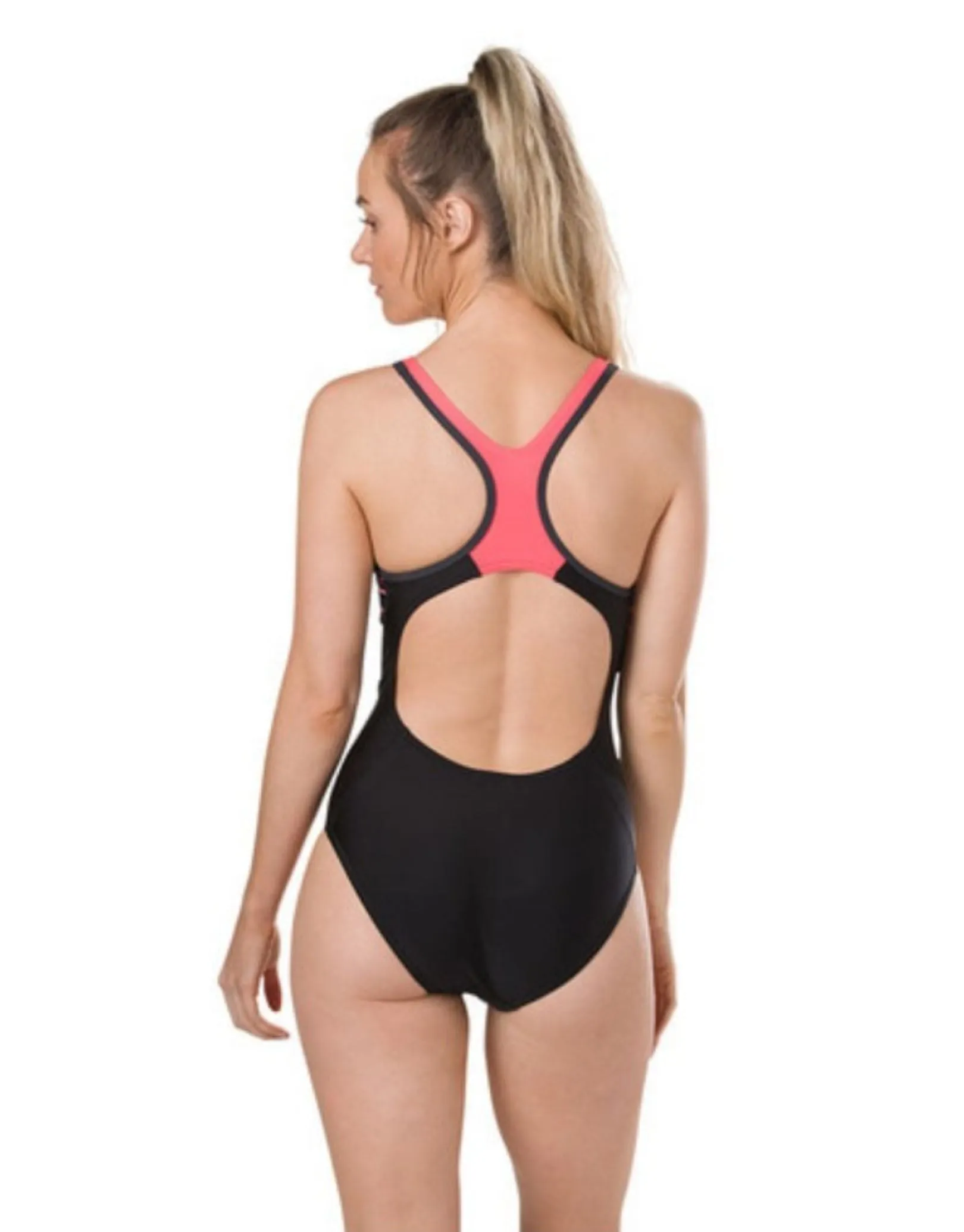 Speedo Fit Laneback Swimsuit - Black/Red