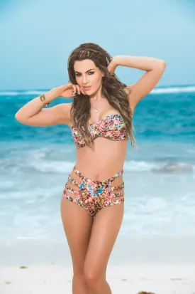 Spring Print Twist Bandeau Bikini