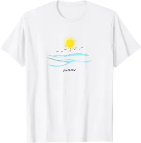 Summer Beach Ocean Waves Seagulls Sun Graphic T-Shirt