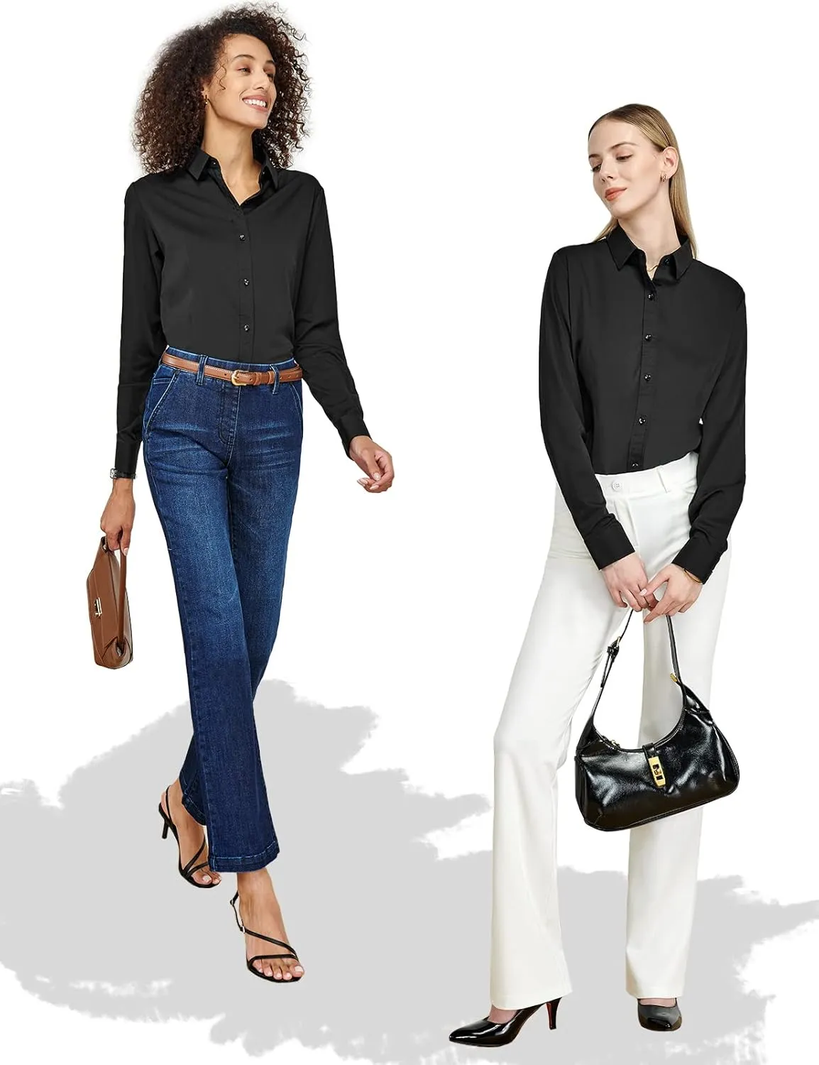Tapata Womens Bodysuit Blouse Button Down One-Piece Long Sleeve Solid Office Work Shirt Casual Tops
