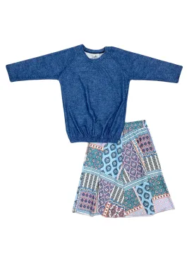 Teen Denim Patchwork Swim Set