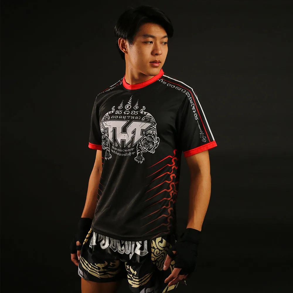 TUFF Muay Thai Shirt True Power Twin Tigers Yantra Black