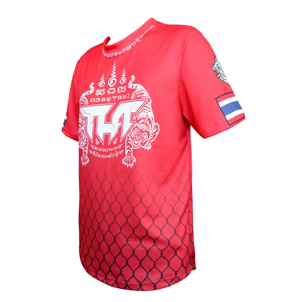 TUFF Muay Thai Shirt True Power Twin Tigers Yantra Red