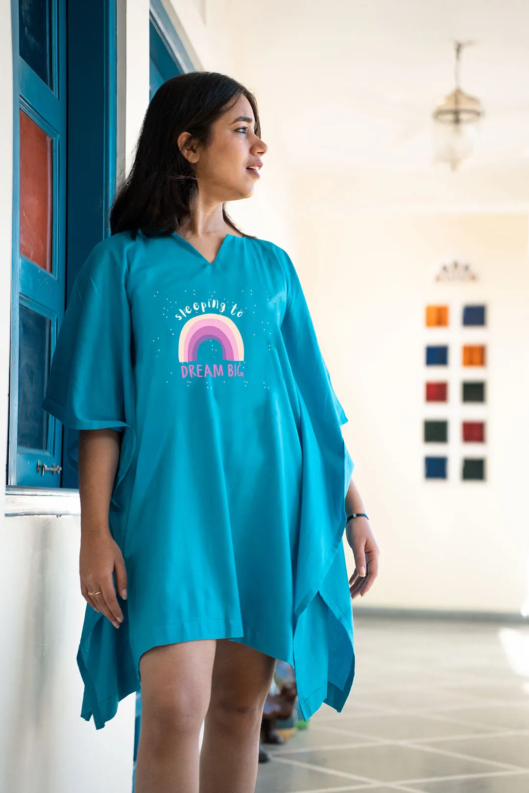 Turquoise Kaftan Nightdress - DreamBIG