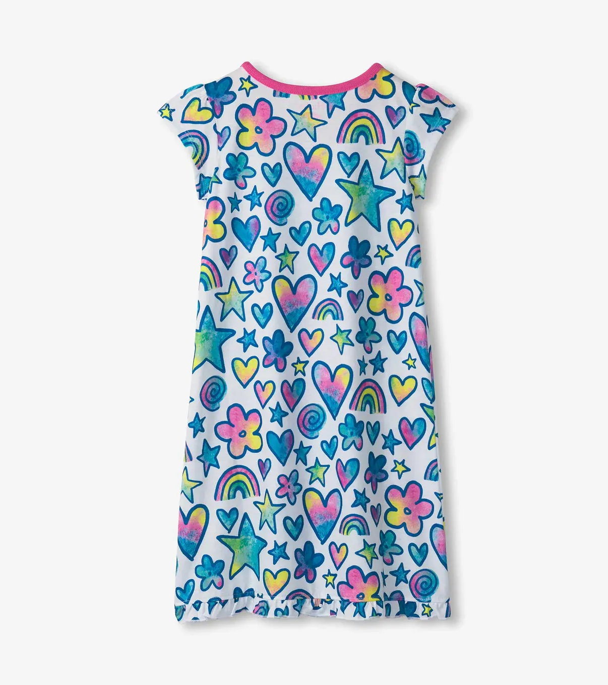 Watercolor Doodles Ruffle Hem Nightgown