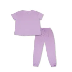 Women's Bamboo Short Sleeve Loungewear Set (Lavender Bloom)