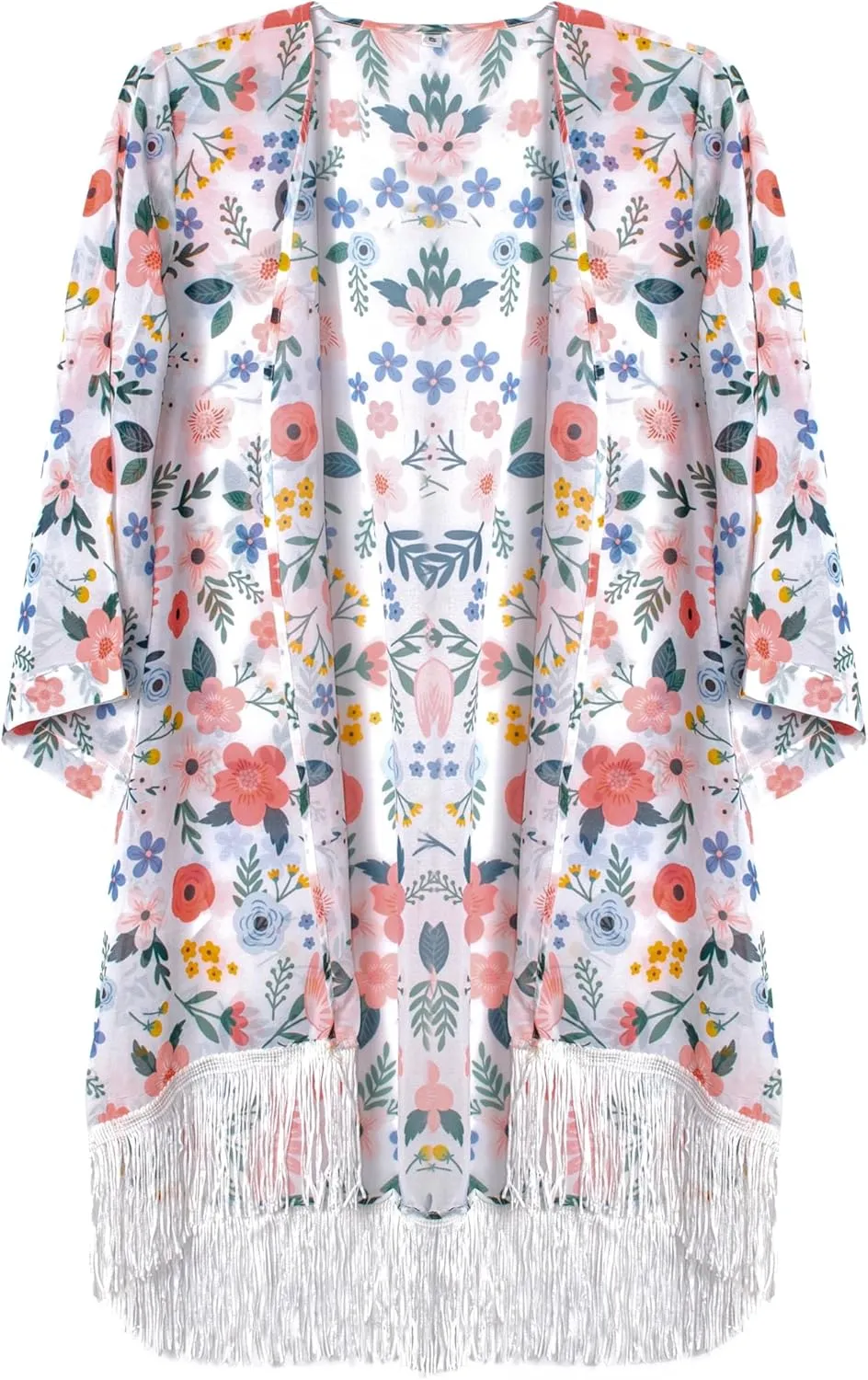 Women's Floral Kimono Cover Up - Lightweight Floral Beachwear for Bikini,Cardigan and Swimwear(WS103-P)