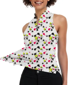 Women's Golf Shirt Sleeveless, V Neck Raceerback Polo Shirts Moisture Wicking, Quick Dry Ladies Tennis T Shirts