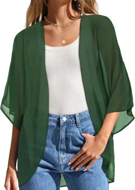 Womens Kimono Beach Cover Up Chiffon Cardigan Floral Tops Loose Capes