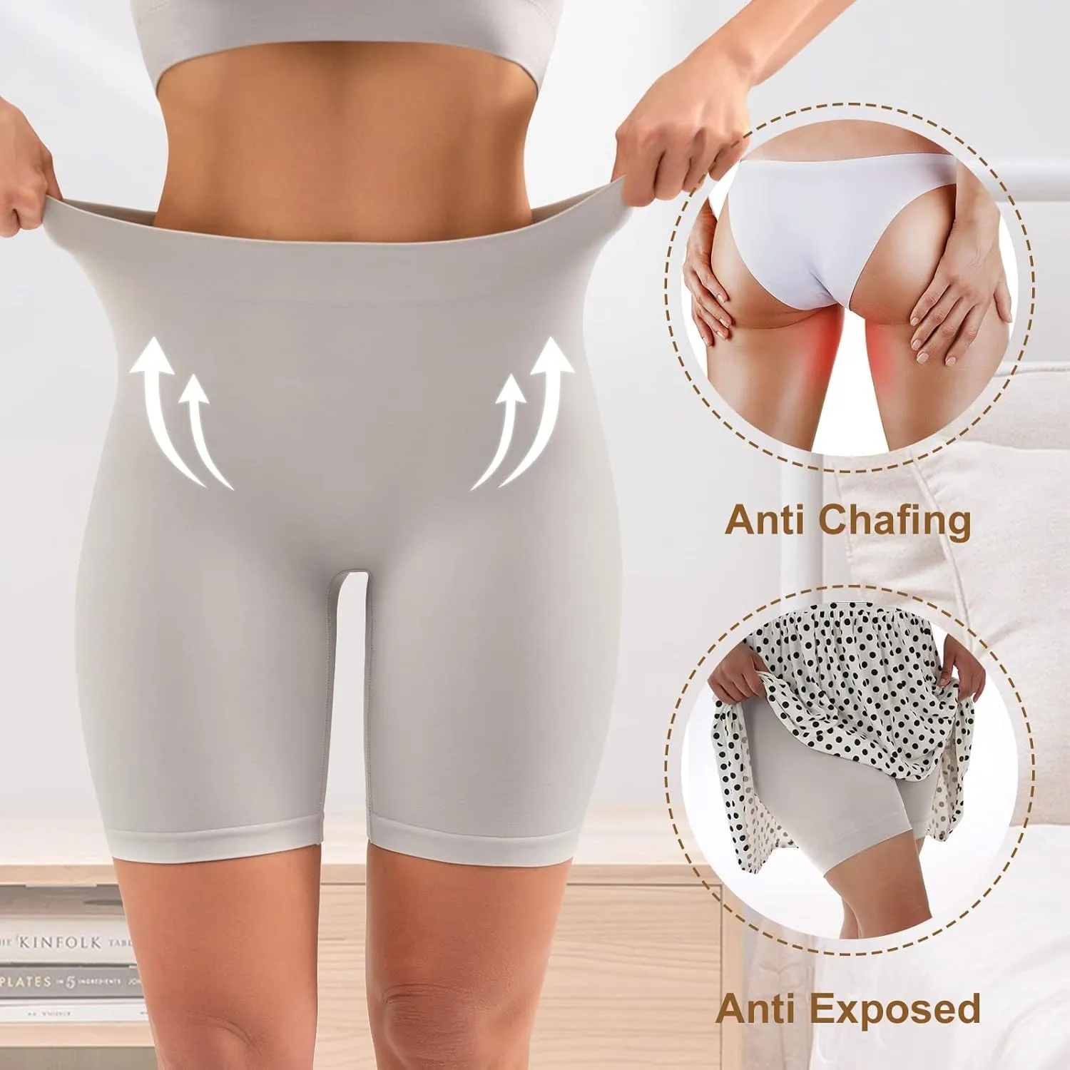 YADIFEN 3 Pack Slip Shorts for Under Dresses Seamless Anti Chafing Underwear Shaping Boyshort Smooth Panties for Women